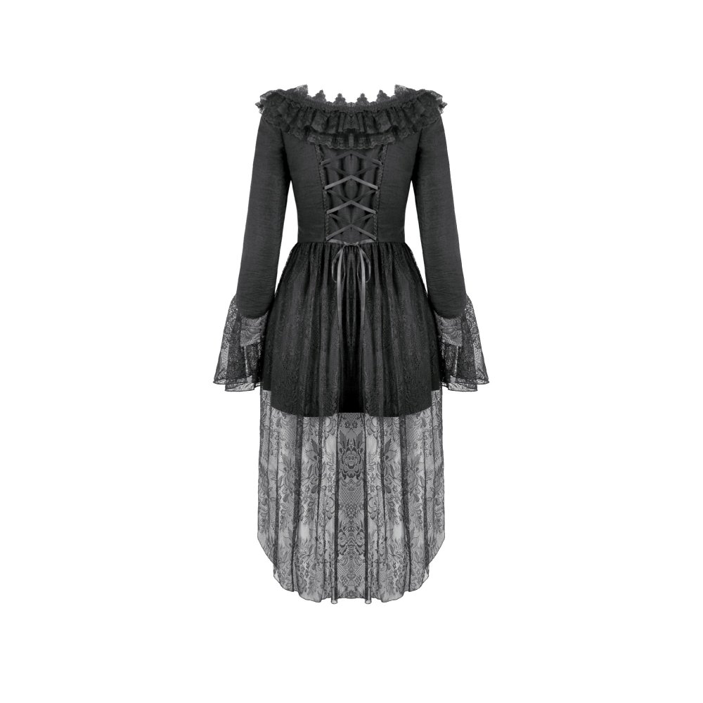 Dark in Love - Phantom Moon ?Gothic Royal Tailcoat High low jurk - Zwart